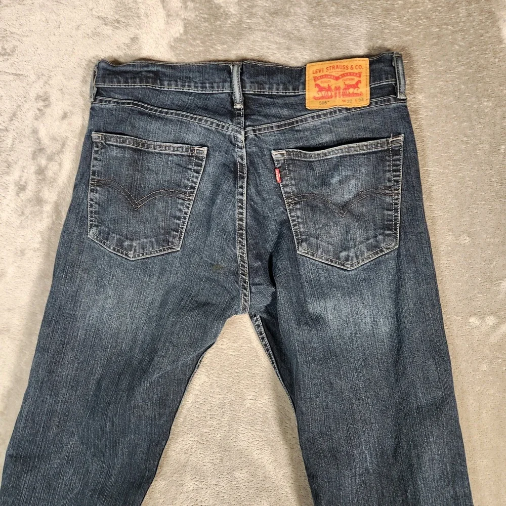 Levi's 505 Jeans Men 32X34 Blue Regular Fit Dark‎ Wash Denim